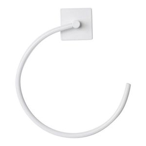 Matne biely kovový držiak na uteráky bez vŕtania Fixeo – douceur d'intérieur vyobraziť