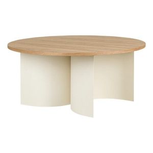 Krémovobiely/v prírodnej farbe okrúhly konferenčný stolík s doskou v dekore jaseňového dreva ø 95 cm Gavo – noo.ma vyobraziť