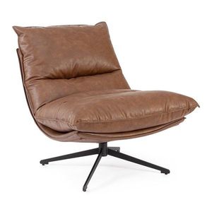 Koňakovohnedé kreslo s úložným priestorom z imitácie kože Alanez – Bizzotto vyobraziť