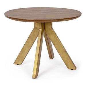 Okrúhly konferenčný stolík z mangového dreva v zlatej farbe/v tmavo prírodnej farbe ø 60 cm Sherman – Bizzotto vyobraziť