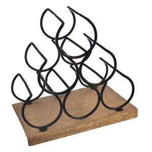 Drevený/kovový stojan na víno počet fliaš 6 Black – Orion vyobraziť