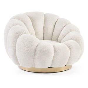 Krémovobiele otočné kreslo z textílie buklé Florel – Bizzotto vyobraziť