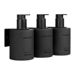 Čierne nástenné sklenené dávkovače mydla v súprave 3 ks 350 ml Kirei – Blomus vyobraziť