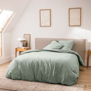 Zelené 3-dielne bavlnené obliečky na dvojlôžko/predĺžené 240x220 cm Meline – douceur d'intérieur vyobraziť