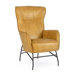 Kreslo z imitácie kože v horčicovej farbe Nasira – Bizzotto vyobraziť