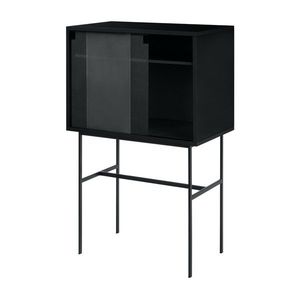 Čierna vitrína s posuvnými dverami 70x109x40 cm Lekko – noo.ma vyobraziť