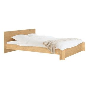 Dvojlôžková posteľ z drevotriesky/z preglejky v dekore duba s roštom 140x200 cm v prírodnej farbe Valt – noo.ma vyobraziť