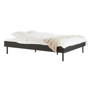 Čierna dvojlôžková posteľ z drevotriesky bez čela s roštom 200x200 cm Streiko – noo.ma vyobraziť