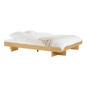 Dvojlôžková posteľ z MDF v dekore duba bez čela s roštom 180x200 cm v prírodnej farbe Kito – noo.ma vyobraziť