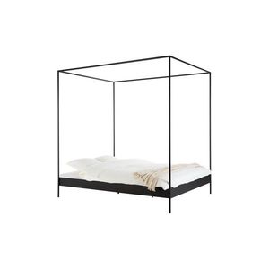 Čierna oceľová dvojlôžková posteľ bez čela/s nebesami s roštom 140x200 cm Eton – noo.ma vyobraziť