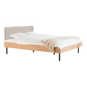 Čalúnená/z drevotriesky dvojlôžková posteľ v dekore duba s roštom 200x200 cm v prírodnej farbe Streiko – noo.ma vyobraziť