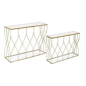 Konzolové stolíky v súprave 2 ks so sklenenou doskou v zlatej farbe 33x104 cm Elenor – Bizzotto vyobraziť