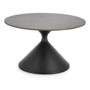 Čierny okrúhly konferenčný stolík s doskou v dekore mramoru ø 70 cm Joona – Bizzotto vyobraziť