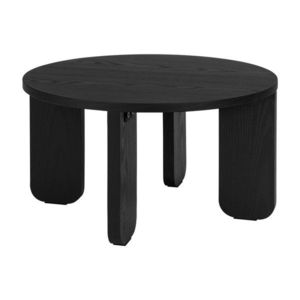 Čierny okrúhly konferenčný stolík s doskou v dubovom dekore ø 55 cm Kuvu – noo.ma vyobraziť