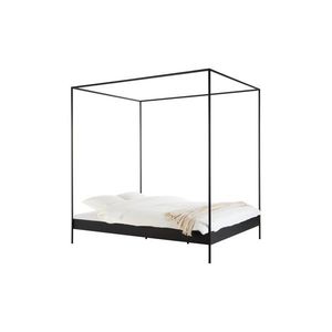 Čierna oceľová dvojlôžková posteľ bez čela/s nebesami s roštom 160x200 cm Eton – noo.ma vyobraziť