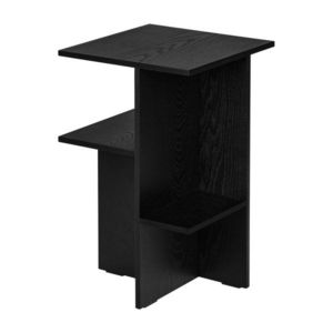 Čierny nočný stolík v dekore duba s poličkami Atik – noo.ma vyobraziť