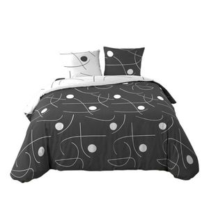 Biele/tmavosivé 3-dielne obliečky na dvojlôžko/predĺžené z mikrovlákna 240x220 cm Sonate – douceur d'intérieur vyobraziť