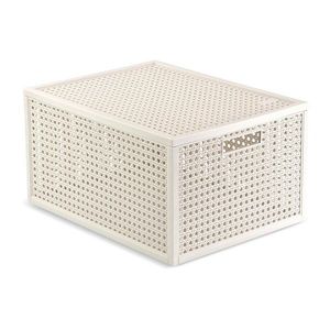 Krémovobiely úložný box s vekom z recyklovaného plastu 30x38x21 cm Kaya – Curver vyobraziť
