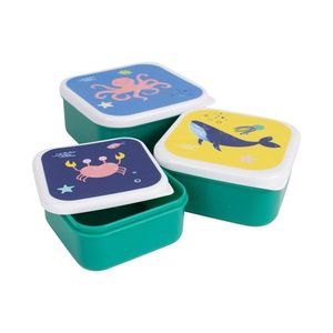 Zelené plastové detský desiatový box 3 ks Ocean – Ladelle vyobraziť
