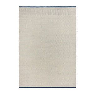 Modrý/béžový ručne tkaný vlnený koberec 200x300 cm Lenu – noo.ma vyobraziť