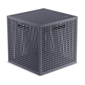 Tmavosivý úložný box s vekom z recyklovaného plastu 28x28x28 cm Kaya Cube – Curver vyobraziť