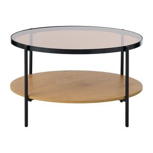 Okrúhly konferenčný stolík so sklenenou doskou v prírodnej farbe ø 84 cm Hassel – Unique Furniture vyobraziť