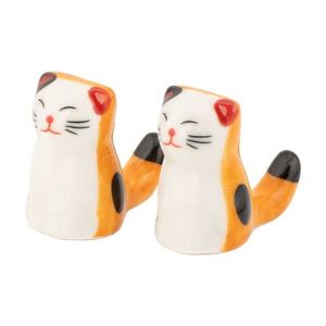 Biela/oranžová podložka na paličky 2 ks z porcelánu pre 5 osôb Cat – Sass & Belle vyobraziť