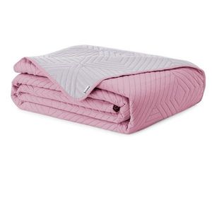 Ružový/svetlosivý prešívaný pléd z mikrovlákna 220x240 cm Softa – Restilo vyobraziť