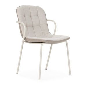 Béžová čalúnená jedálenská stolička s podrúčkami Angie – Marckeric vyobraziť