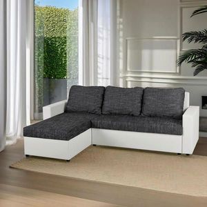 P & B ROHOVÁ SEDAČKA, textil, kompozitné drevo, čierna, biela vyobraziť