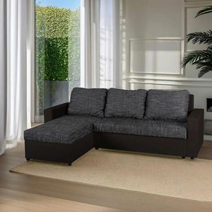 P & B ROHOVÁ SEDAČKA, textil, kompozitné drevo, čierna vyobraziť