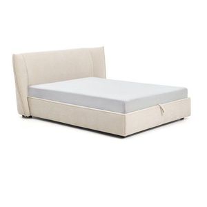 Béžová čalúnená dvojlôžková posteľ zo ženilky s úložným priestorom s roštom 160x200 cm Arvian – Kave Home vyobraziť