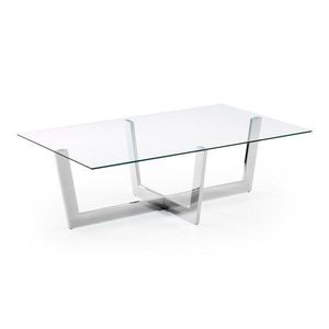 Konferenčný stolík so sklenenou doskou v striebornej farbe 70x120 cm Plam – Kave Home vyobraziť