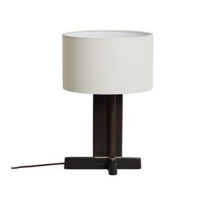 Biela/tmavohnedá stolová lampa z kaučukového dreva s textilným tienidlom (výška 48 cm) Niani – Kave Home vyobraziť