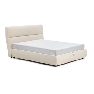 Béžová čalúnená dvojlôžková posteľ zo ženilky s úložným priestorom s roštom 160x200 cm Dafra – Kave Home vyobraziť