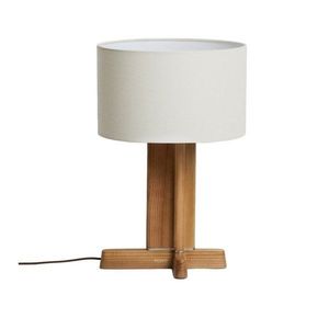 Biela/hnedá stolová lampa z kaučukového dreva s textilným tienidlom (výška 48 cm) Niani – Kave Home vyobraziť