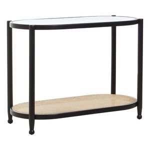 Čierny/v prírodnej farbe konzolový stolík so sklenenou doskou 49x100 cm Cebu – Premier Housewares vyobraziť