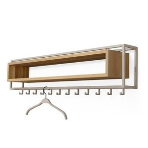Nástenný vešiak z dubového dreva v prírodnej farbe/taupe s poličkou 118 cm School – Spinder Design vyobraziť