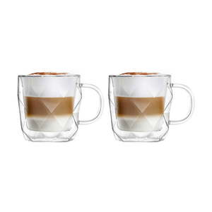 Sklenené hrnčeky v súprave 2 ks na cappuccino/dvojstenné 330 ml Geo – Vialli Design vyobraziť