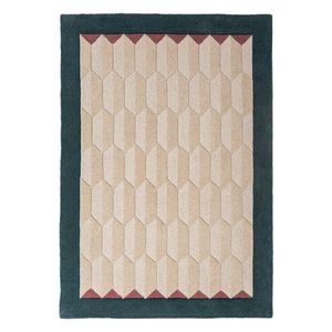 Ručne tkaný vlnený koberec v prírodnej farbe/zelenomodrý 160x230 cm Apex Border Wool – Flair Rugs vyobraziť