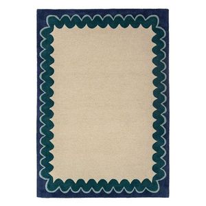 Ručne tkaný vlnený koberec v prírodnej farbe/zelenomodrý 140x200 cm Wiggle Wool – Flair Rugs vyobraziť
