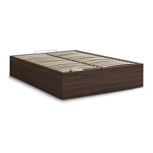Tmavohnedá dvojlôžková posteľ z drevotriesky v dekore brezy s úložným priestorom/bez čela s roštom 180x200 cm Mara – Bobochic Paris vyobraziť
