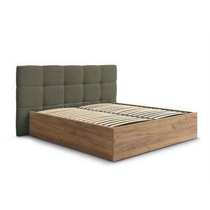 Zelená čalúnená čalúnená/z drevotriesky dvojlôžková posteľ s úložným priestorom s roštom 180x200 cm Kumo – Bobochic Paris vyobraziť