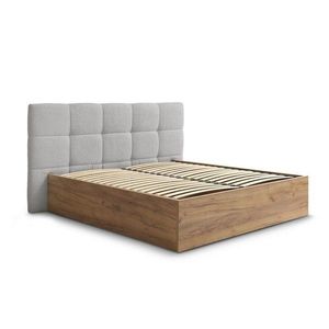 Sivá čalúnená čalúnená/z drevotriesky dvojlôžková posteľ s úložným priestorom s roštom 180x200 cm Kumo – Bobochic Paris vyobraziť