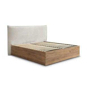 Krémovobiela čalúnená čalúnená/z drevotriesky dvojlôžková posteľ s úložným priestorom s roštom 160x200 cm Charlie – Bobochic Paris vyobraziť